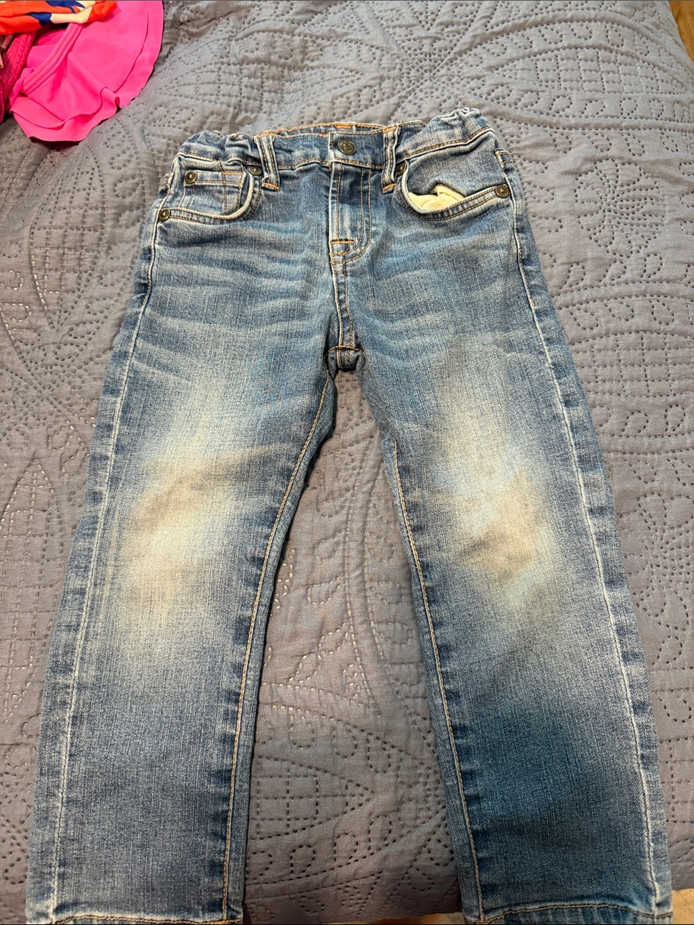 7 For All Mankind Boys Light Blue Washed Denim Jeans